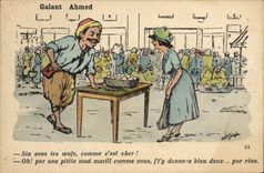 VINTAGE POSTCARD North Africa Fantasy Gallant Illustrator Ahmed