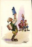 VINTAGE POSTCARD North Africa Fantasy Illustrator a glass of bier well car