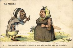 VINTAGE POSTCARD North Africa Fantasy Illustrator At the market