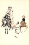 VINTAGE POSTCARD North Africa Fantasy Illustrator Ass Mule Locomotion Algeria