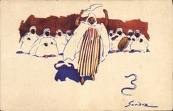 VINTAGE POSTCARD North Africa Fantasy Illustrator Snake