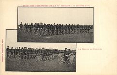 CPA Militaria Revue des reservistes de la 11eme division 26 octobre 1899 Le peleton des cyclistes Velo Cycle 