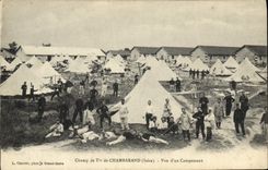 VINTAGE POSTCARD Militaria Field of fire of Chambarand Seen of a camping