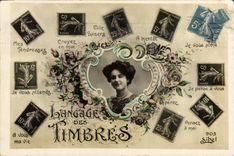 CPA Langage des Timbres Semeuse