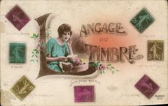 VINTAGE POSTCARD Language of the stamps