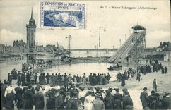 CPA Fete Foraine Water toboggan L'atterrissage 