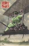 VINTAGE POSTCARD Fantasy Woman Plane