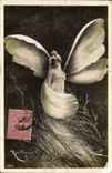 VINTAGE POSTCARD Fantasy Woman Butterfly