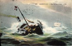 VINTAGE POSTCARD Boat arseille In the gust of wind