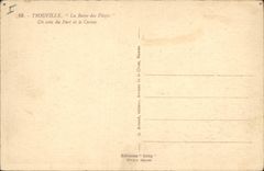 Barco de la POSTAL de la VENDIMIA del pecado de Trouville la reina de las playas una esquina del puerto y del casino del EL