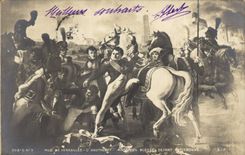 VINTAGE POSTCARD Histoire Napoleon 1st Museum of Versailles Gautherot Napoleon wounds in front of Ratisbon