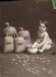 VINTAGE POSTCARD Currencies Child Currency
