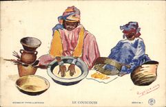 VINTAGE POSTCARD North Africa Fantasy Illustrator Algeria couscous