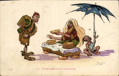 VINTAGE POSTCARD North Africa Fantasy Fatima Illustrator the gracious commercial one of bread
