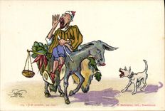 VINTAGE POSTCARD North Africa Fantasy Illustrator Ji di carrots not dear Ane Mule