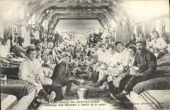 VINTAGE POSTCARD Militaria Camp of Interior Coetquidan of the building per hour of soup