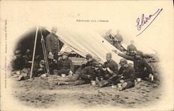 VINTAGE POSTCARD Militaria Lunch on grass
