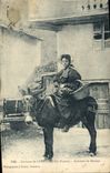 CPA Folklore Environs de Lanslebourg Costume de Bessans Savoie Ane Mule 