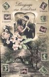 CPA Langage des timbres Semeuse