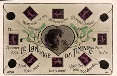 CPA Langage du timbre Semeuse 10c 