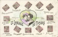 CPA Langage du timbre Semeuse 