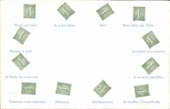 CPA Langage du timbre Semeuse 15c Lignee