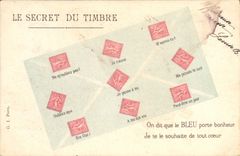 CPA Langage du timbre Semeuse 10c lignee