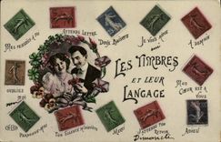 CPA Les timbres et leur langage Semeuse 