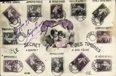 CPA Le secret des timbres Semeuse