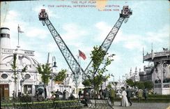 VINTAGE POSTCARD Fun fair The Flip International Imperial Flap Exhibition London 1909