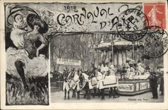 VINTAGE POSTCARD Fun fair 1912 Carnival of Aix Coffee Restoring Glacier