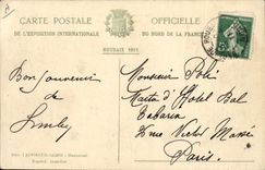 VINTAGE POSTCARD Fun fair International exhibition of the North of France Roubiax 1911 Luna Park