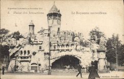 VINTAGE POSTCARD Fun fair World Fair of Brussels 1910 Plain of Attractions the marvellous kingdom
