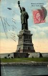 VINTAGE POSTCARD Statue of Freedom Rules Liberty New York City Avion off