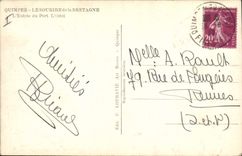 MODERN CARD Boat of Quimper sin the entry of the port Odet