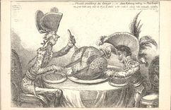 VINTAGE POSTCARD Napoleon History the 1st plum pudding in danger