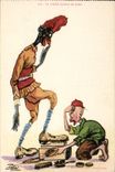 VINTAGE POSTCARD North Africa Fantasy Illustrator the cruel test of the shoeshiner