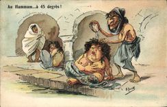 VINTAGE POSTCARD Fantaisie North Africa Illustrator To the hamman has 45 degrees