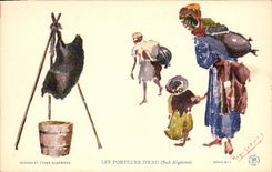 VINTAGE POSTCARD North Africa Fantasy Illustrator water carriers Southern Algerian