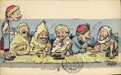 VINTAGE POSTCARD North Africa Fantasy Illustrator customers of the coffee Moor