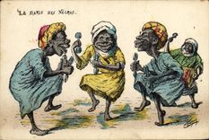 VINTAGE POSTCARD North Africa Fantasy Illustrator dance of the negros