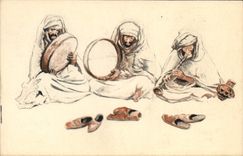 VINTAGE POSTCARD North Africa Fantasy Illustrator Algeria Musician