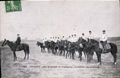 VINTAGE POSTCARD Militaria Dragons On the parade ground group of the adjusters