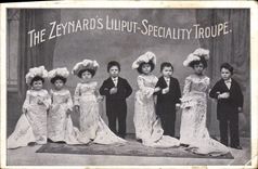 VINTAGE POSTCARD The Zeynard' S Liliput Specialty Troop Dwarves