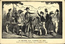 VINTAGE POSTCARD the Stamp market in 1860 Paris Squares Marigny