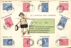 CPA Langage des timbres Semeuse Ange