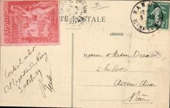Feria de la POSTAL de la VENDIMIA de Nancy la exposición internacional Nancy 1909 de la etiqueta del edificio de la oficina de correos