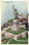 VINTAGE POSTCARD Statue of freedom Rules Liberty New York Aerial View off