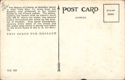 VINTAGE POSTCARD Statue of freedom Rules Liberty New York Aerial View off