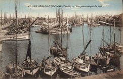 VINTAGE POSTCARD Fishing Vessel Sables d'Olonne Panoramic View of the port